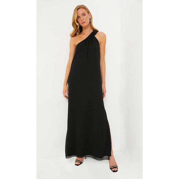 Tuckernuck Pomander Place Black Soleil Gown One Shoulder Formal Maxi Dress, M - Picture 1 of 14